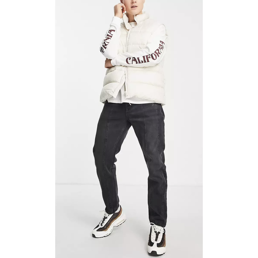 Topman Tapered front seam jeans in washed black - Picture 4 of 12